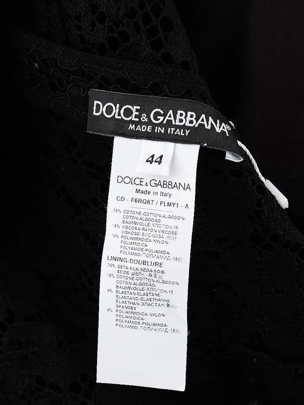 Perfect Dolce Gabbana Black Lace Dress Size L Floral Design