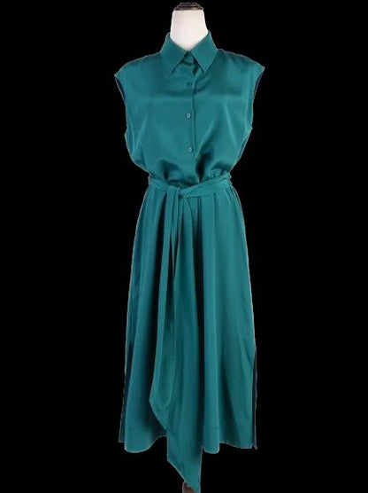 Excellent Diane von Furstenberg Green Silk Midi Dress Size S