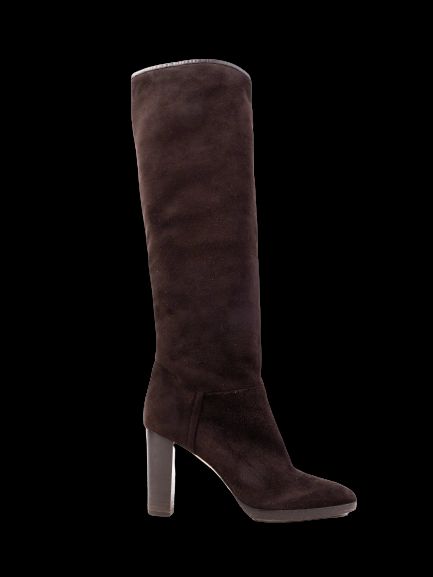 Loro Piana Orange Nubuck Knee-High Boots Size 38 Excellent Condition