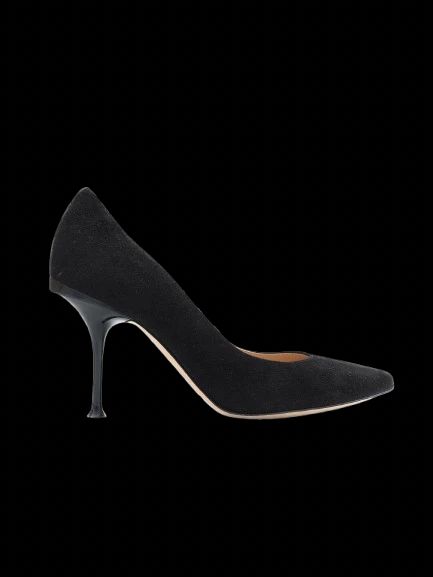 Excellent Sergio Rossi Black Genuine Suede High Heels Size 36.5