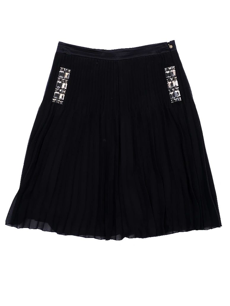 Excellent Just Cavalli Black Pleated Skirt with Embellishments
