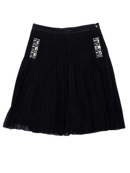 Excellent Just Cavalli Black Pleated Skirt with Embellishments