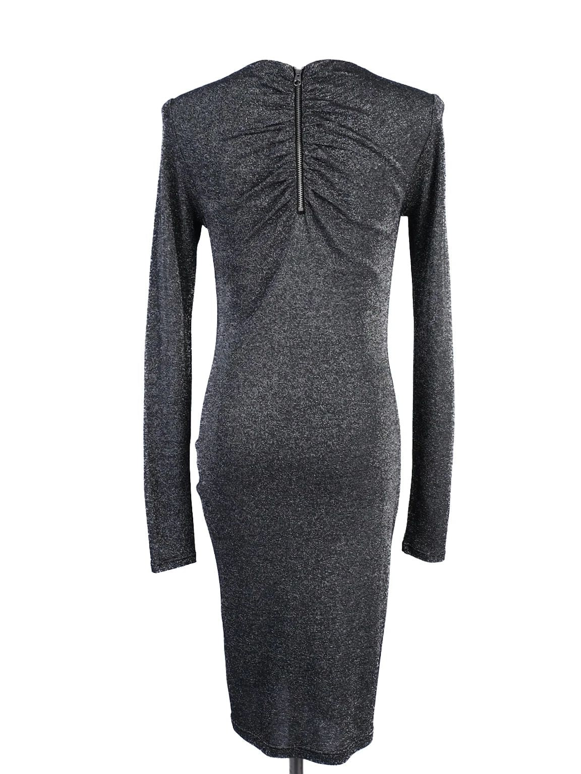Excellent Ted Baker Gray Long-Sleeved Knee-Length Dress XS