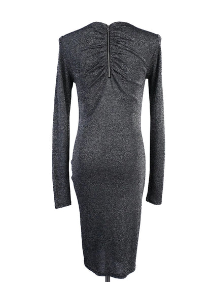 Excellent Ted Baker Gray Long-Sleeved Knee-Length Dress XS