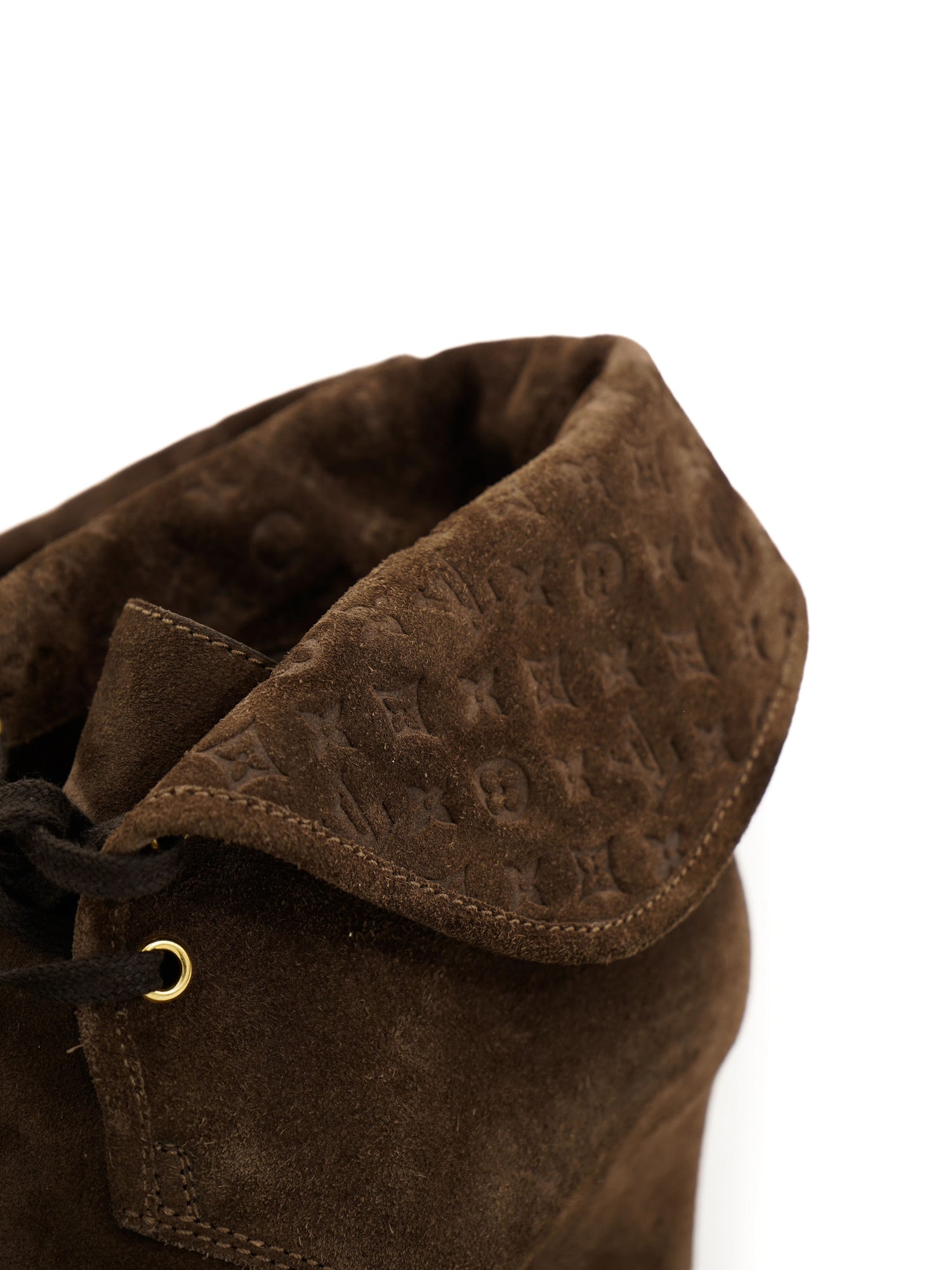 Excellent Louis Vuitton Orange Suede Wedge Boot Size 37.5