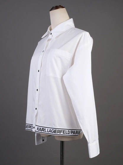 Excellent Karl Lagerfeld White Cotton Button-Up Shirt Size S