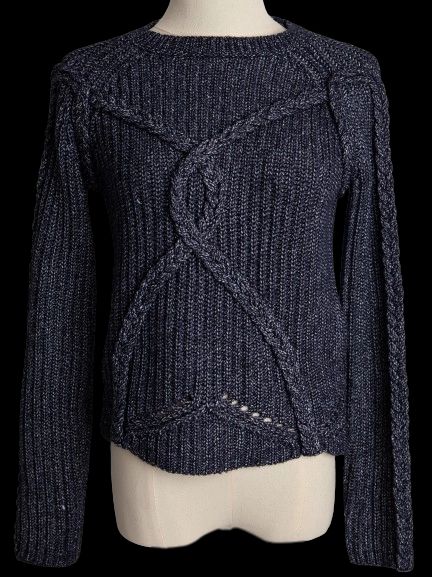 Excellent Guess Navy Blue Cable Knit Sweater Size XS Women