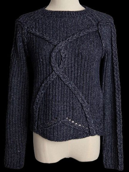 Excellent Guess Navy Blue Cable Knit Sweater Size XS Women
