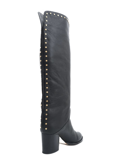 Excellent Jimmy Choo Black Leather Knee-High Boots Size 37