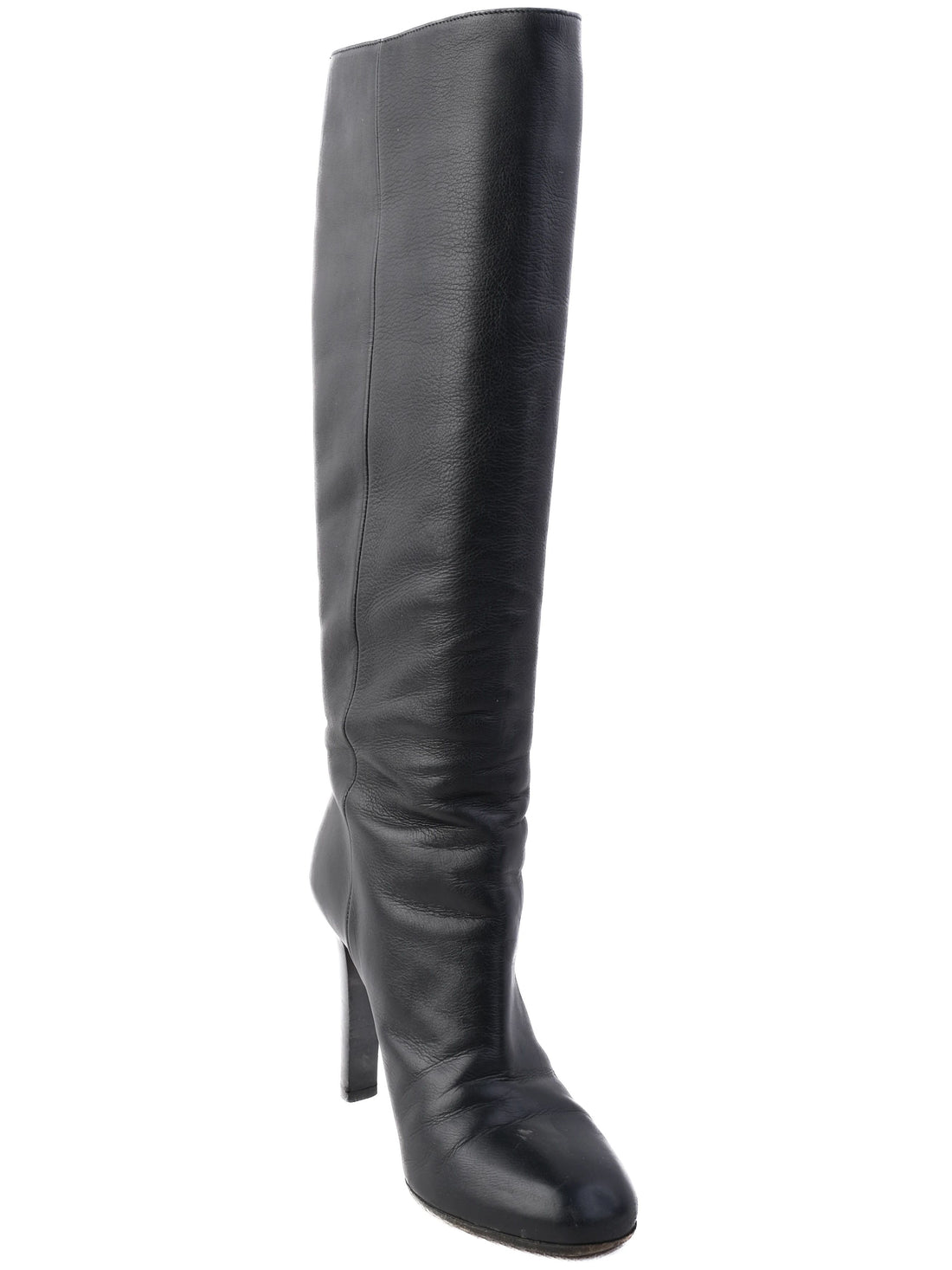 Gucci Black Knee-High Boots Leather Size 37.5 Excellent Condition