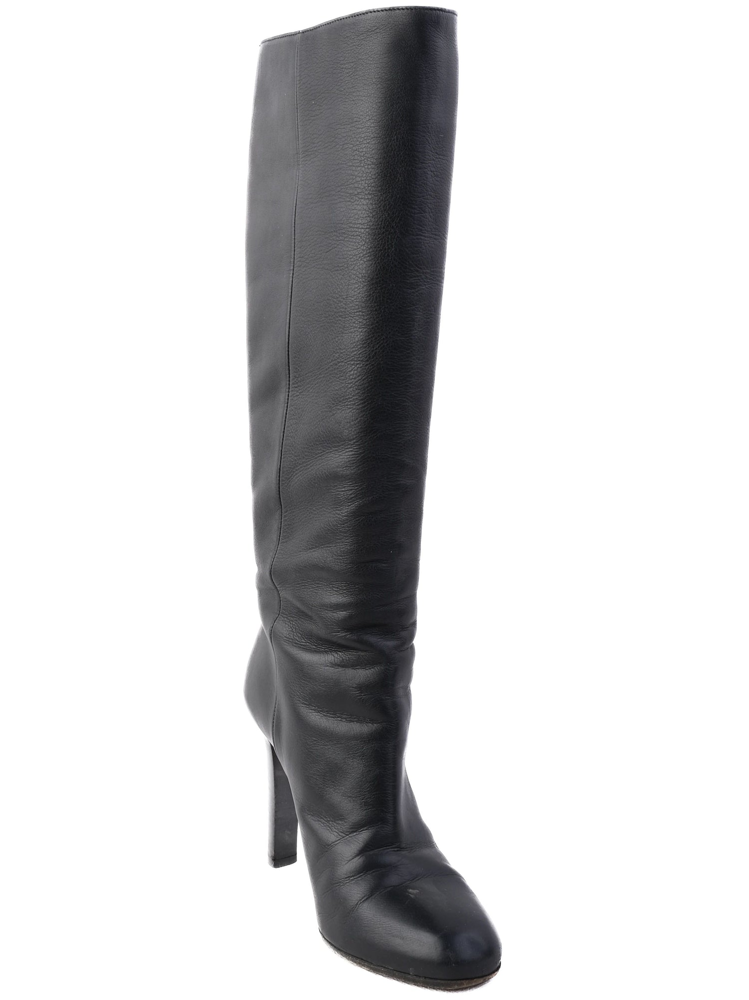 Gucci Black Knee-High Boots Leather Size 37.5 Excellent Condition