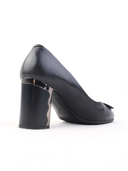 Excellent Marino Fabiani Black Leather High Heel Shoes Size 36