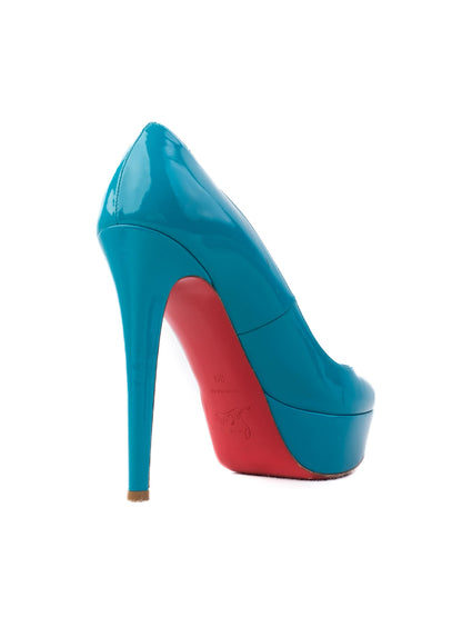 Christian Louboutin Blue Lacquer Platform Stiletto Pumps - Good Condition
