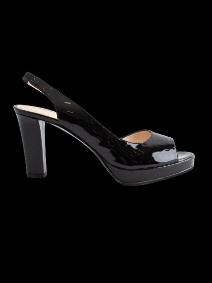 Good Max Mara Black Lacquer Slingback High-Heeled Shoes Size 37.5