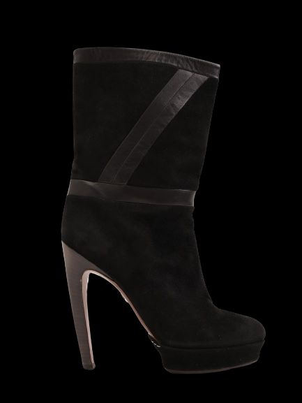 Good Emilio Pucci Black High-Heeled Suede Boots Size 37