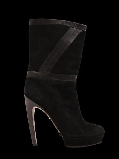 Good Emilio Pucci Black High-Heeled Suede Boots Size 37