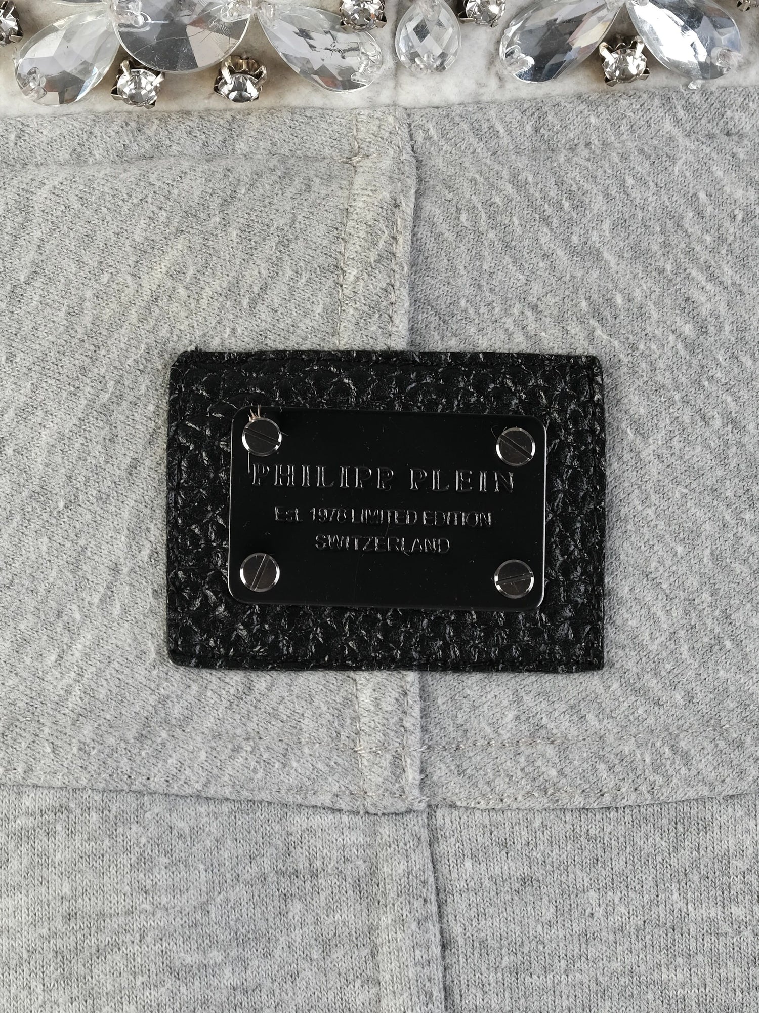 Excellent Phillipp Plein Gray Sweatshirt M with Graphic Deer &amp; Embellishments