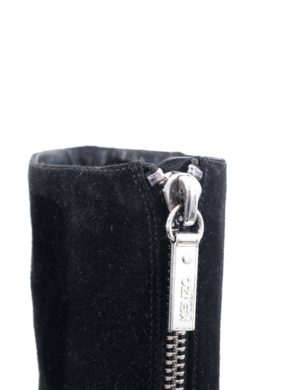 Perfect Kenzo Black Leather Knee-High Boots Size 36 with Block Heels