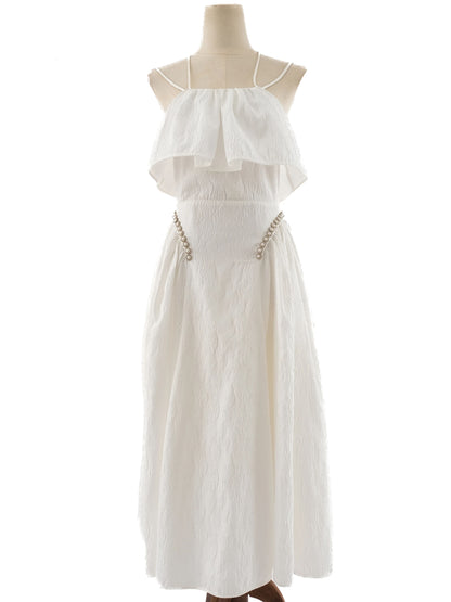 Excellent Self-portrait White A-Line Dress with Spaghetti Straps