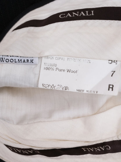 Excellent Canali Black Wool Pinstripe Suit Jacket Size XXL