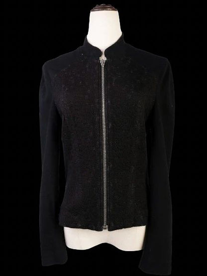 Excellent Escada Black Polyester Jacket Size S with Textured Design