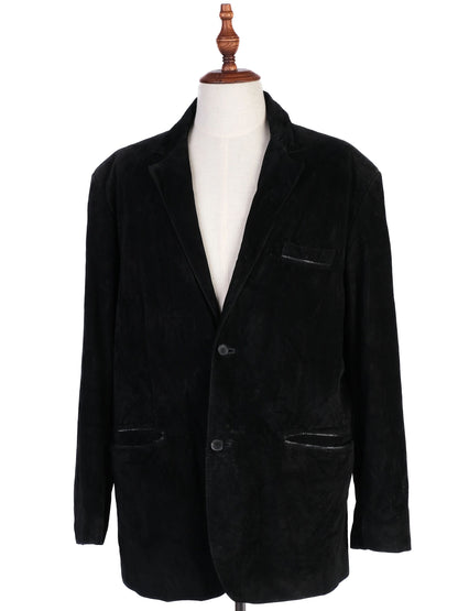 Excellent Stefano Ricci Black Leather Blazer Size XXL