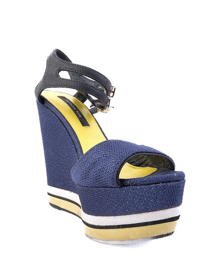 Perfect Patrizia Pepe Blue Woven Platform Wedge Sandals Size 35