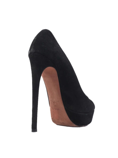 Excellent Alaia Black Leather High-Heeled Shoes Size 39