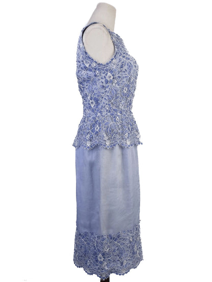 Excellent Light Blue Lace Dress Sleeveless Size S Women&