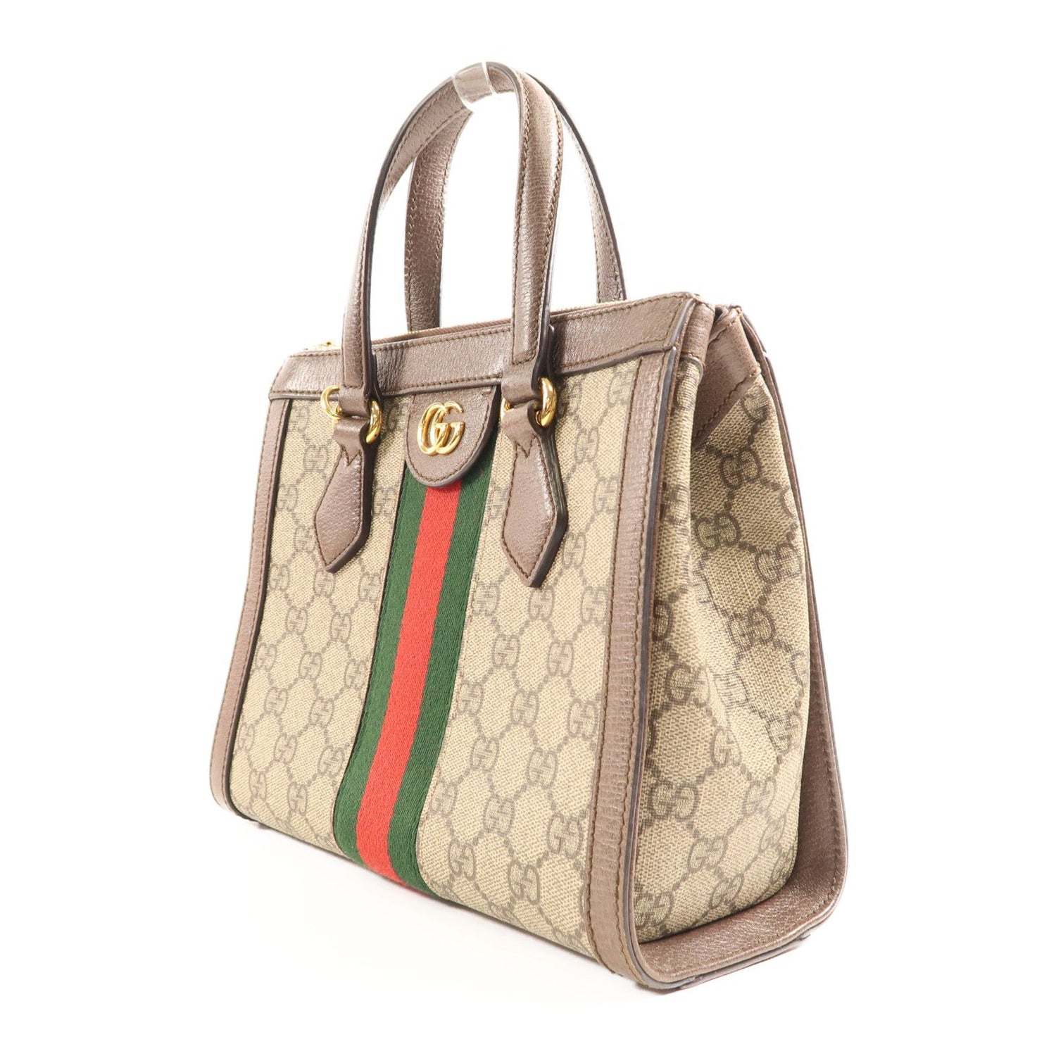 Gucci Layered Canvas Ophidia Small Tote Hand-turned Shoulder And Back Bag 2way Shoulder Bag Brown Pvc Coated Canv