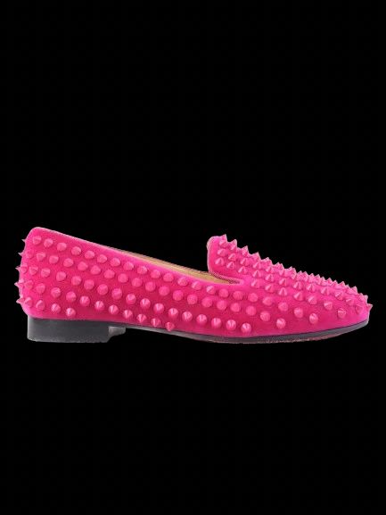 Excellent Christian Louboutin Pink Leather Loafers with Spikes Size 35.5