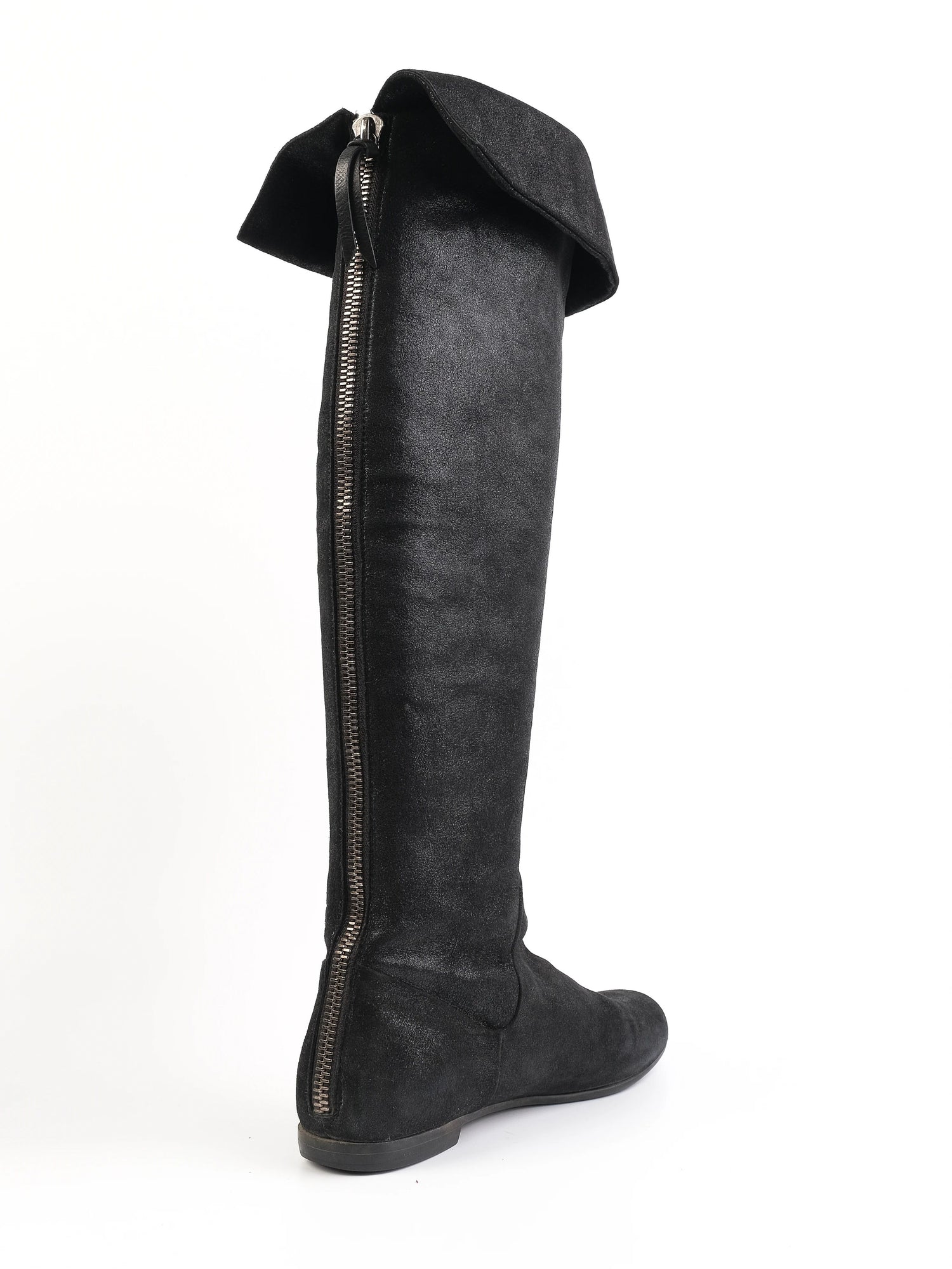Giuseppe Zanotti Black Leather Over-the-Knee Boots Size 36.5