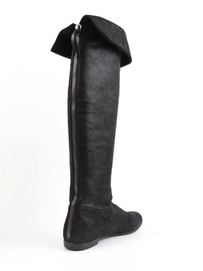 Giuseppe Zanotti Black Leather Over-the-Knee Boots Size 36.5