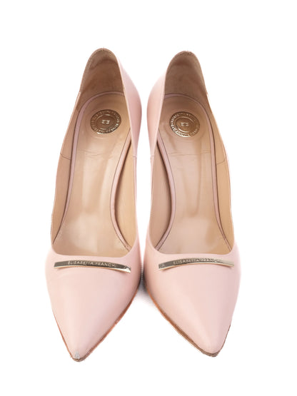 Excellent Elisabetta Franchi Pink Leather High-Heeled Shoes Size 36