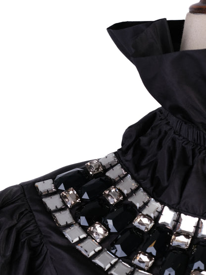 EXCELLENT Blumarine Black Silk Dress Size XL with Ruffled Collar