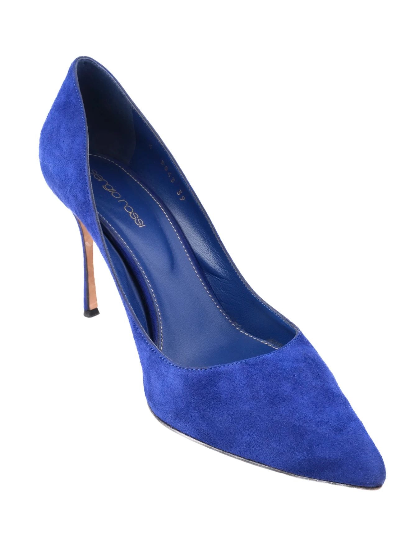 Excellent Sergio Rossi Blue Genuine Suede High-Heeled Shoes Size 39