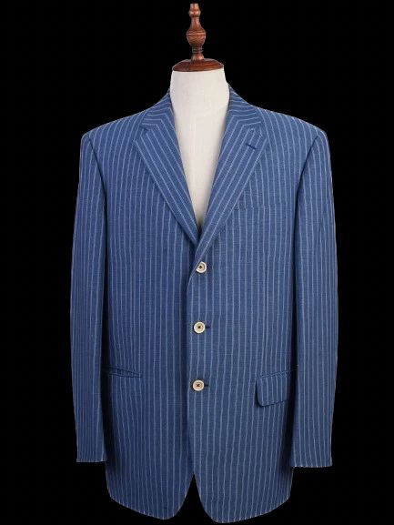 Excellent Pal Zileri Blue Wool Suit Jacket Size XXL Pinstripe