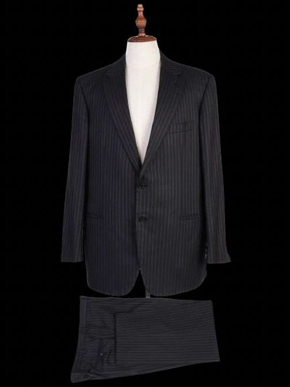 Excellent Canali Black Wool Pinstripe Suit Jacket Size XXL