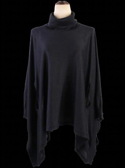 Excellent Brunello Cucinelli Blue Silk Poncho Turtleneck Size S