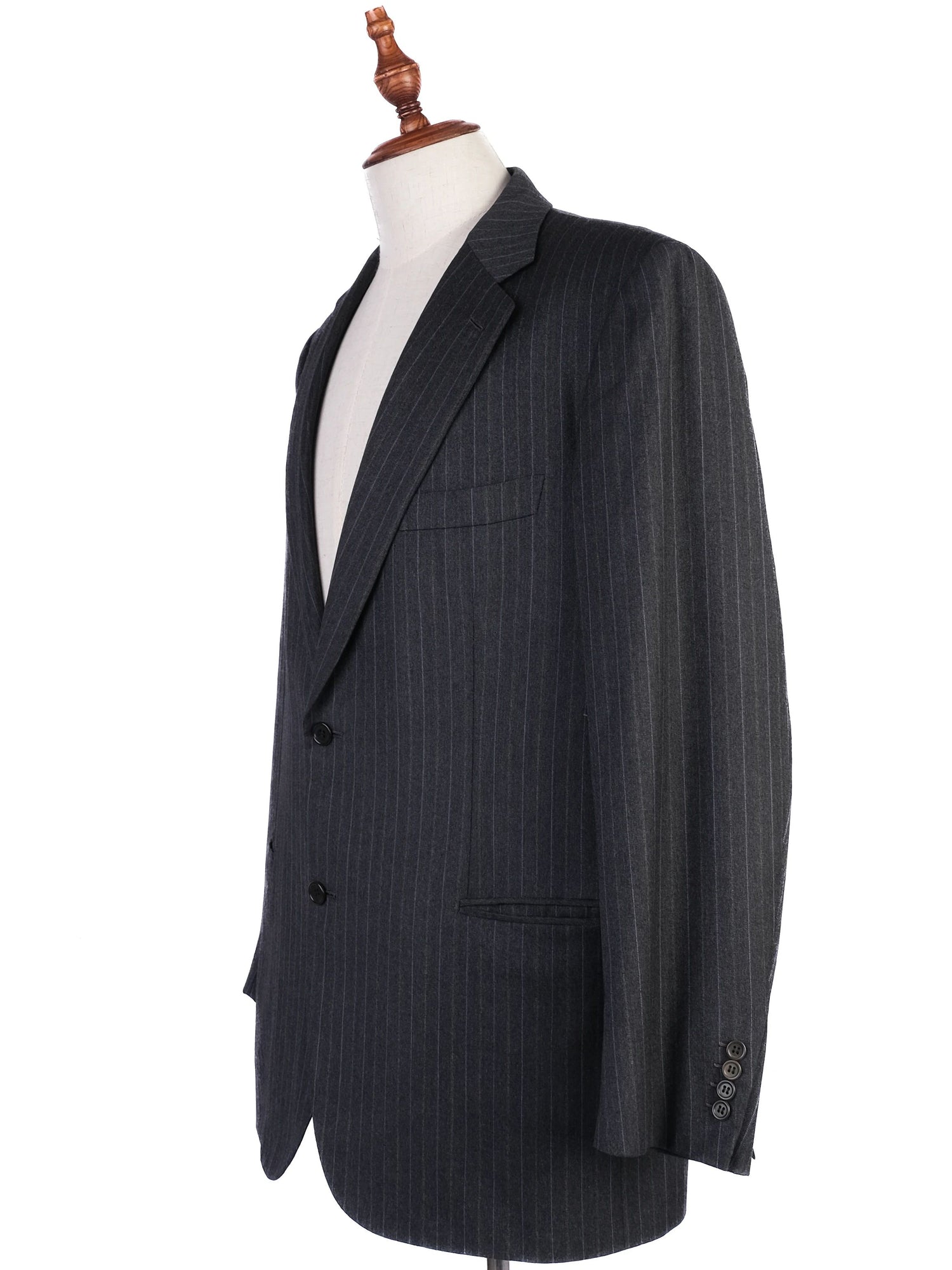 Excellent BRIONI Black Wool Pinstripe Suit Jacket Size XXL
