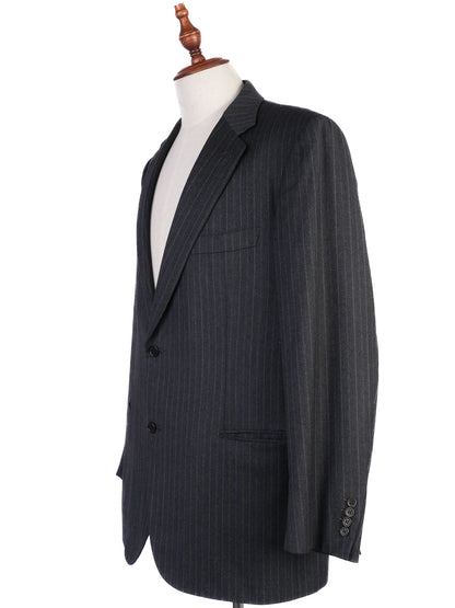 Excellent BRIONI Black Wool Pinstripe Suit Jacket Size XXL
