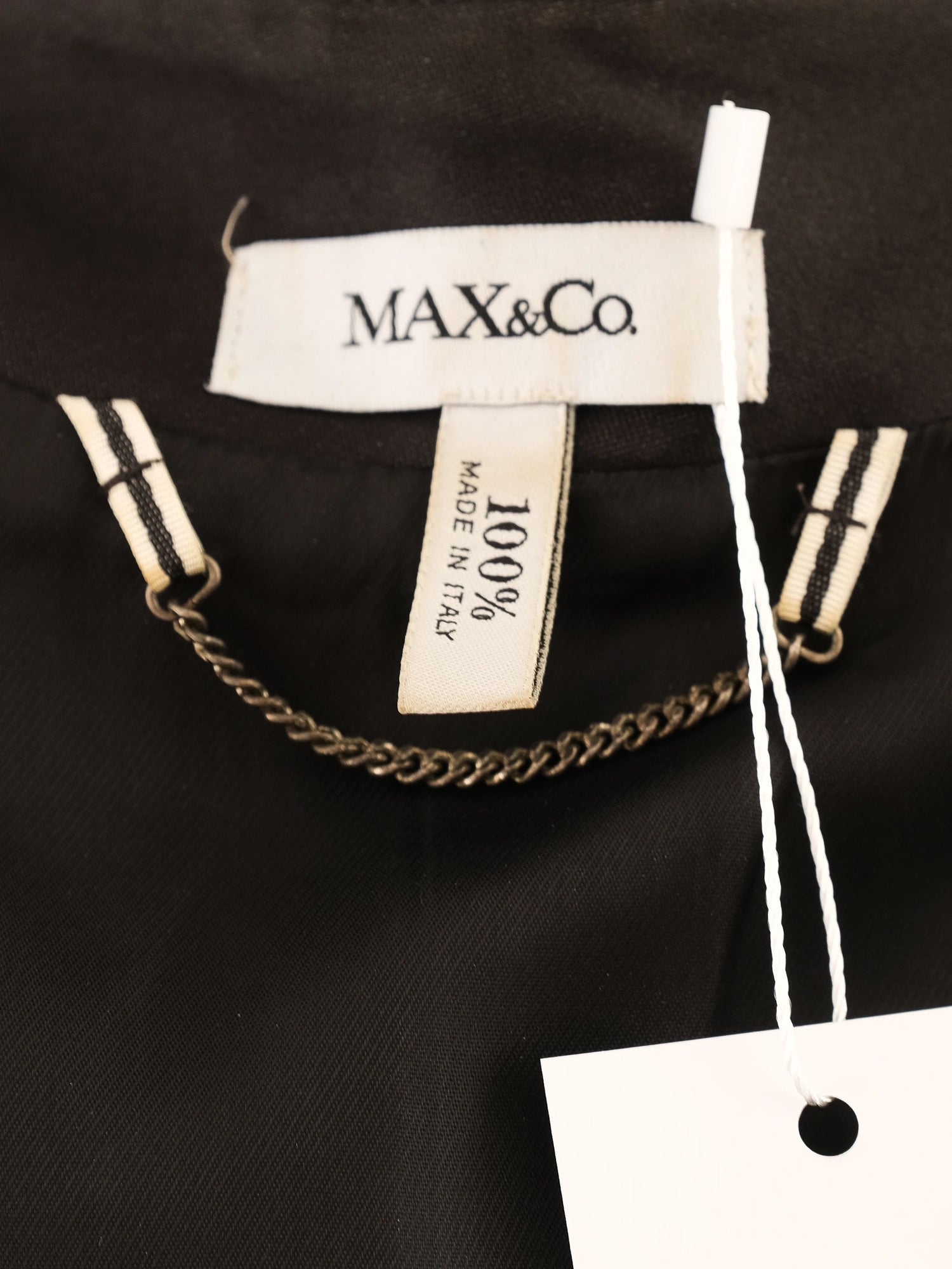 Excellent MaxCo Black Silk Peplum Jacket Size M Women&