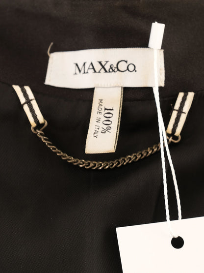 Excellent MaxCo Black Silk Peplum Jacket Size M Women&