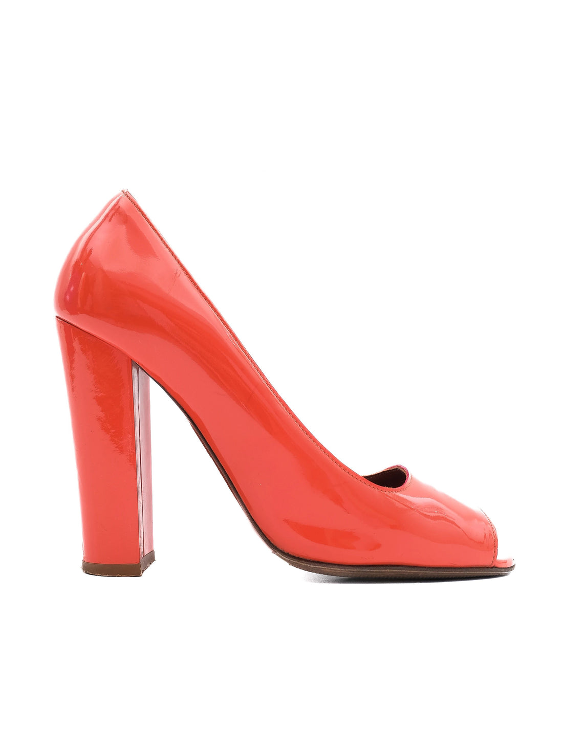 Excellent Lanvin Red Leather High-Heeled Open-Toe Shoes Size 37.5