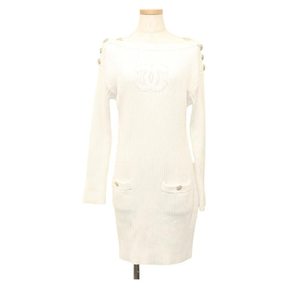 Chanel One Piece Knitted Fabrics White Cc Auth