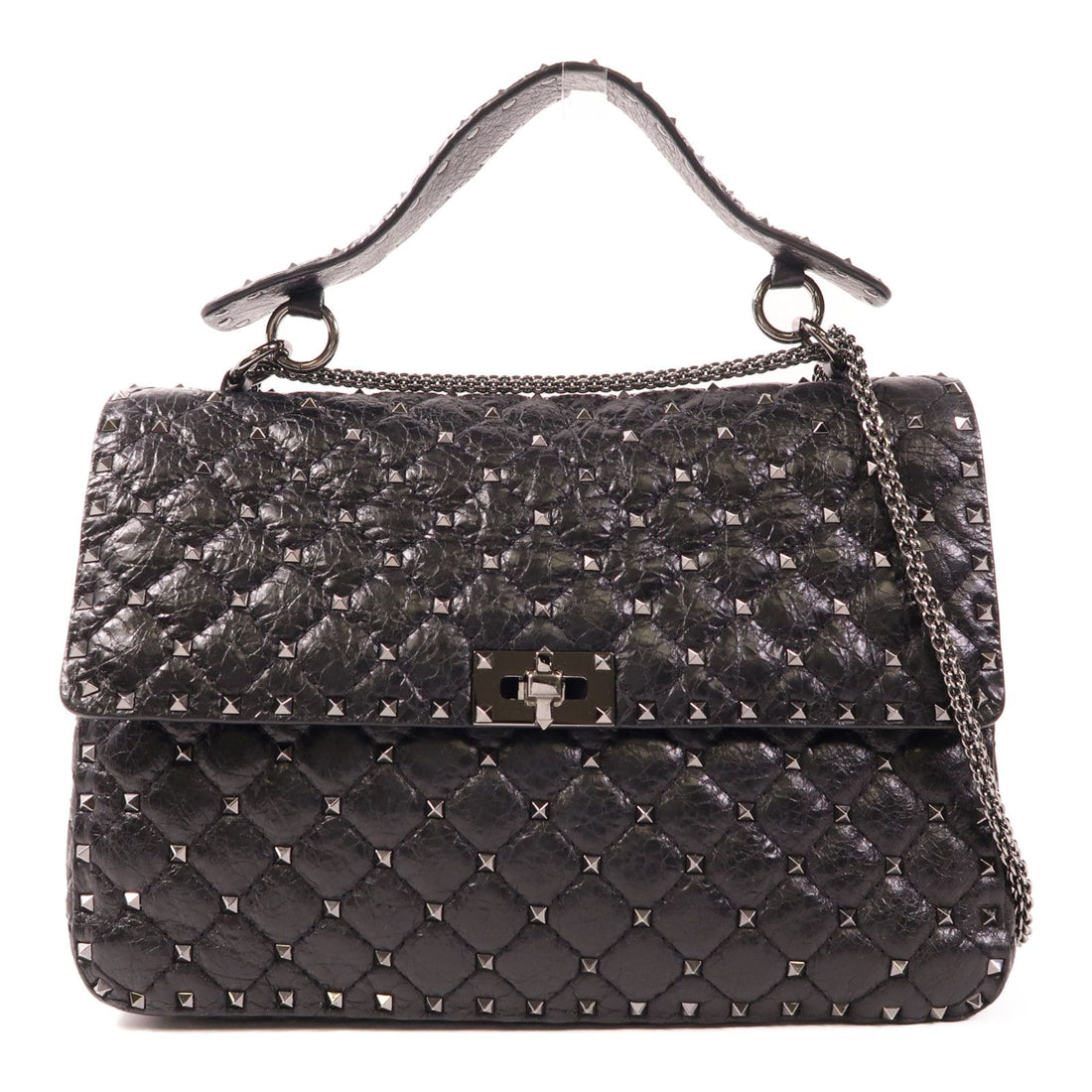 Valentino Cowhide Leather 2Way Shoulder Bag Hand-handed Shoulder Bag 2way Shoulder Bag Black Calfskin (cowhide)