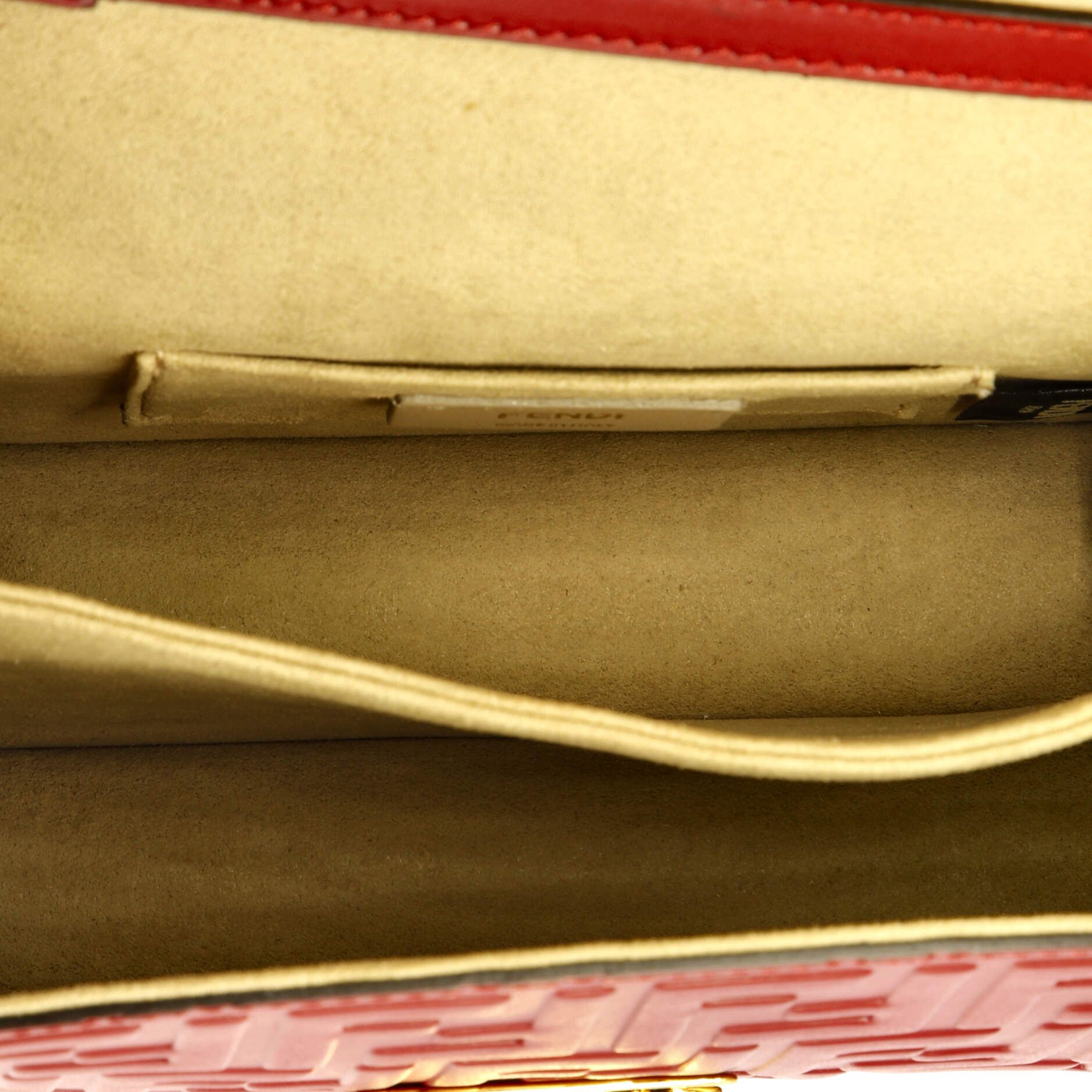 Fendi Kan U Shoulder Bag Zucca Embossed Leather Small