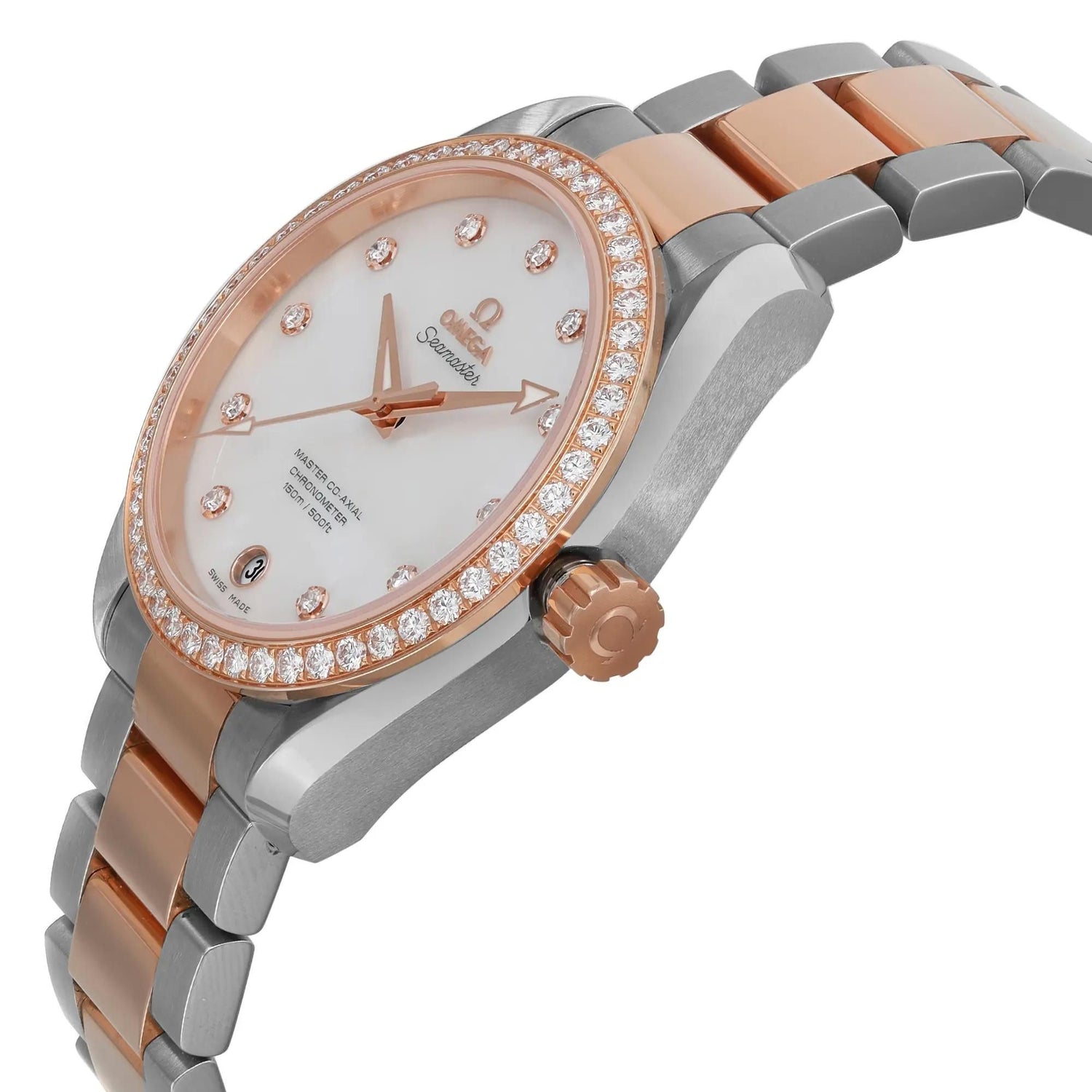 Omega Aqua Terra 18k Rose Gold Steel MOP Dial Ladies Watch 231.25.39.21.55.001