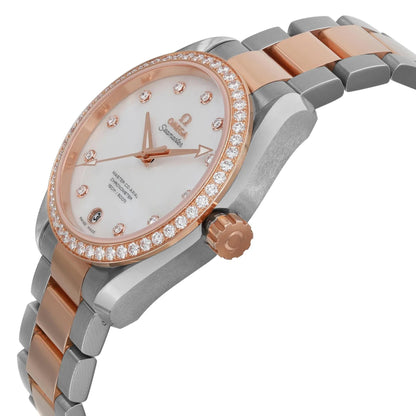 Omega Aqua Terra 18k Rose Gold Steel MOP Dial Ladies Watch 231.25.39.21.55.001