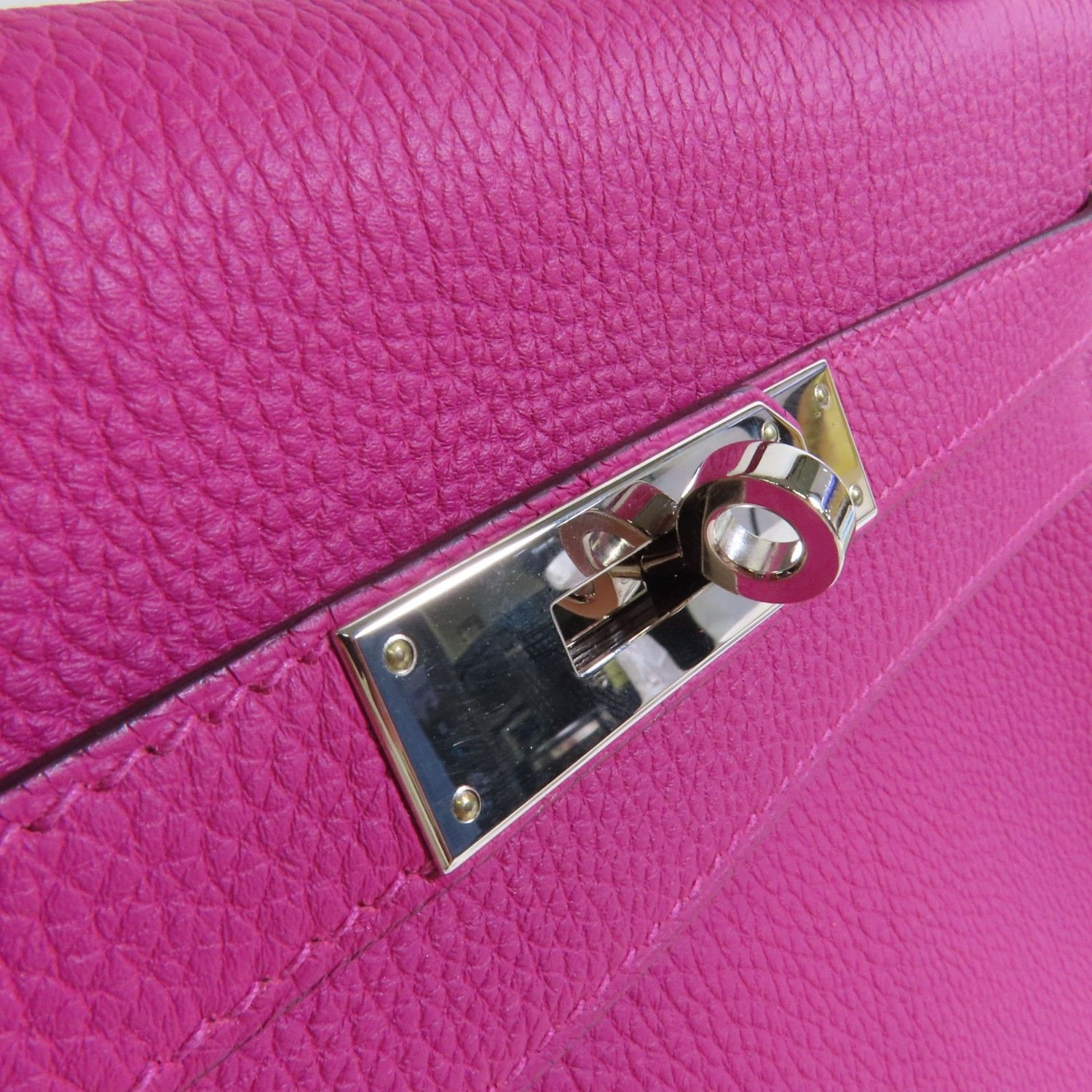 Hermes Leather Kelly 28 Silver Hand-turned Shoulder Back Bag Double Bag 2way Shoulder Bag Rose Purple Purple Togo